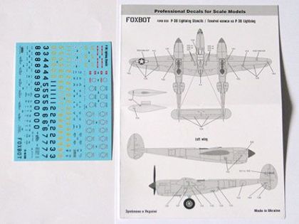1:48 Decal Stencils for P-38 Lightning