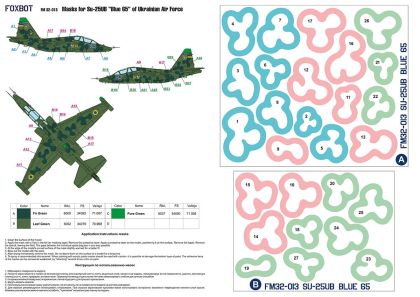 1:32 Masks for Sukhoi Su-25UB Blue 65