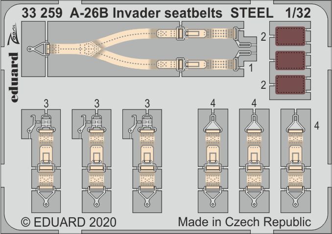 1:32 Douglas A-26B Invader seatbelts STEEL