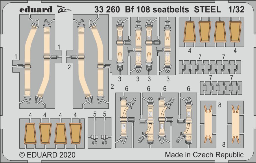 1:32 Messerschmitt Bf-108 seatbelts STEEL