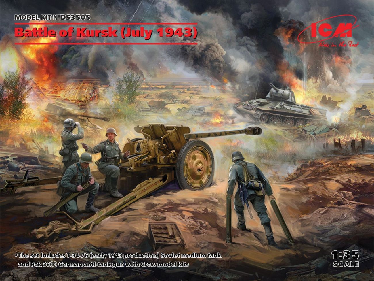 1:35 Battle of Kursk (July 1943) (T-34-76 (early 1943), Pak 36(r ) with Crew (4 figures))