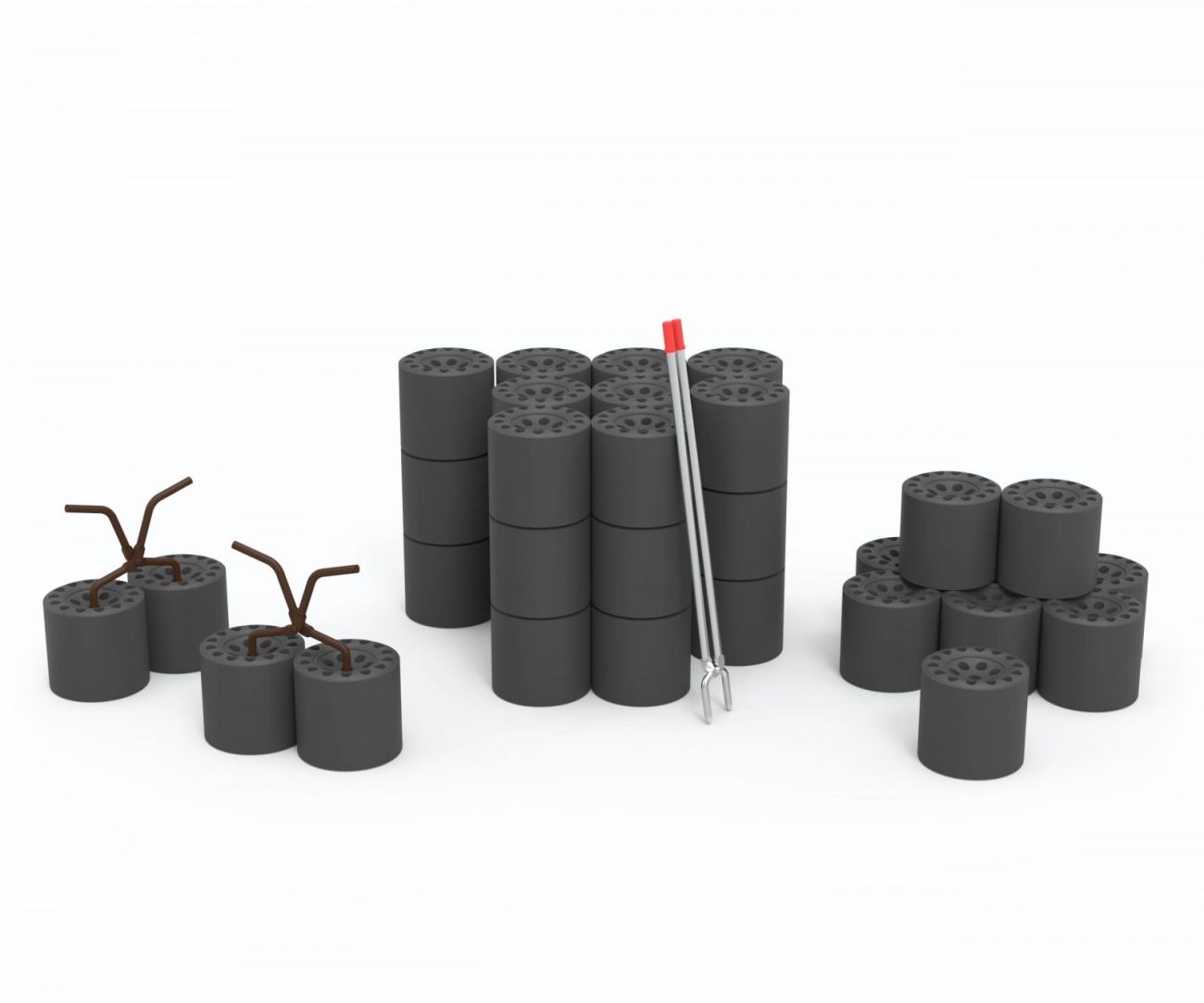 1:24 60~70’s Accessory Set F - scaled briquet, briquette tongs, and briquette delivery tongs