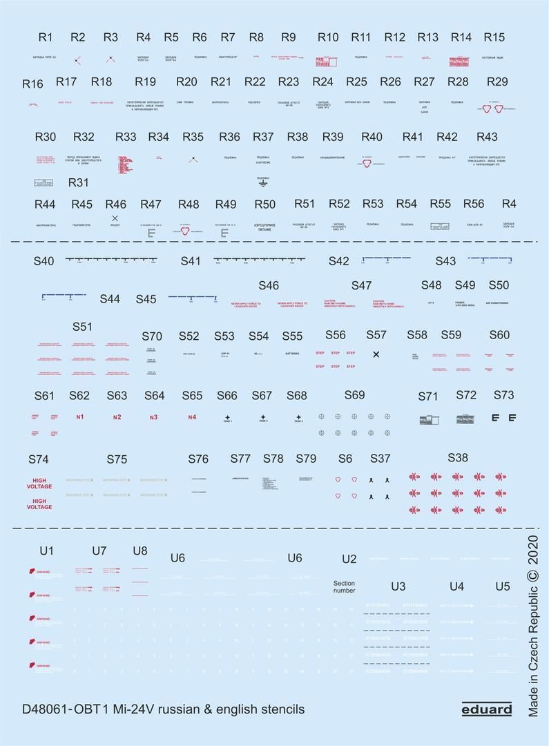 1:48 Mil Mi-24V stencils Russian & English