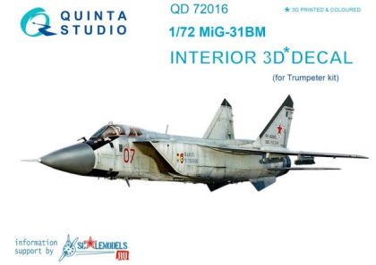 1:72 MiG-31BM Interior 3D Decal