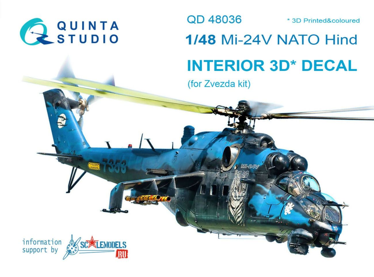 1:48 Mi-24V NATO (black panels) 3D-Printed & coloured Interior
