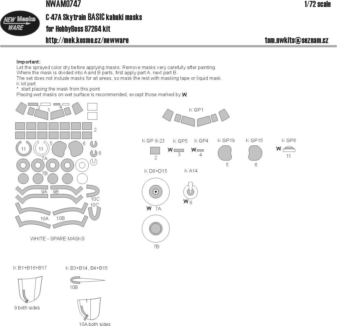 1:72 C-47A Skytrain Basickabuki masks
