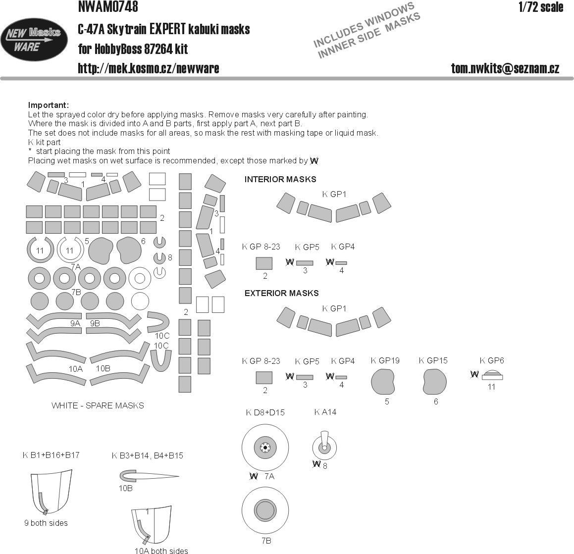 1:72 C-47A Skytrain Expert kabuki masks
