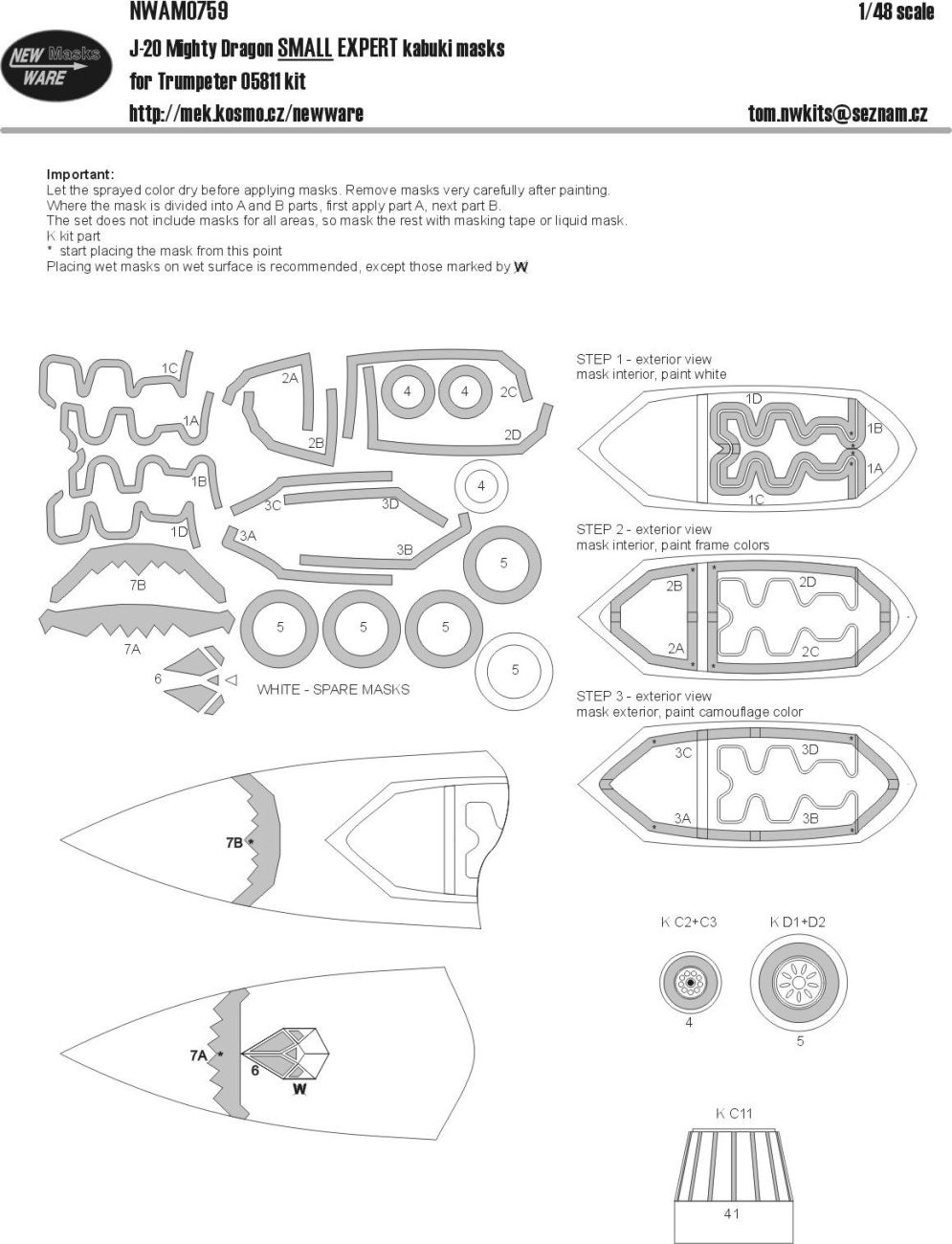 1:48 J-20 Mighty Dragon Small Expert kabuki masks