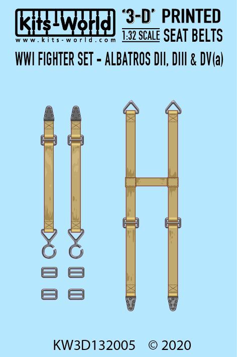 1:32 Full Colour 3D WWI Seat Belt decals. WWI Fighter Set - Albatros, D.II, D.III, D.V.