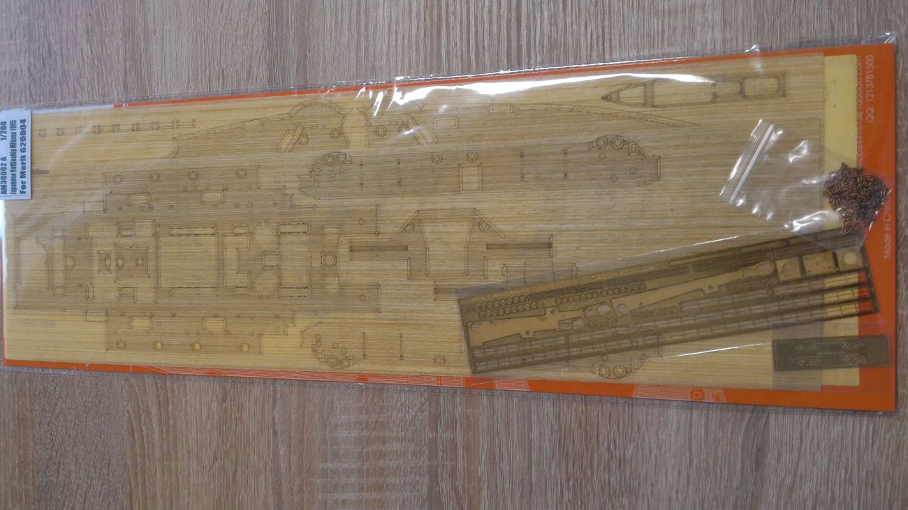 1:200 Japanese Battleship Mikasa 1905(For Merit 620004)-Woodendeck,PE,masking sheet,Planking masking