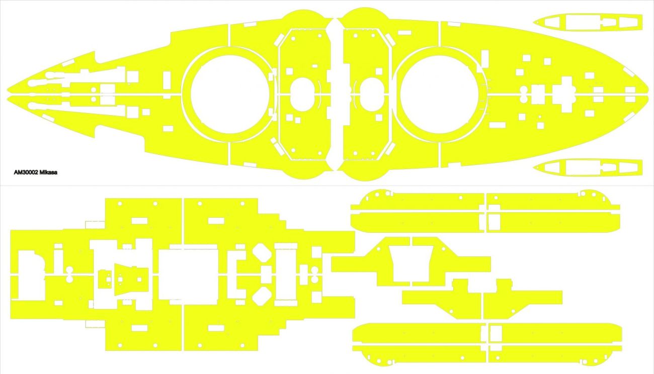1:200 Japanese Navy Battleship Mikasa(For Hobby boss 82002)-Woodendeck,masking sheet,planking maskin