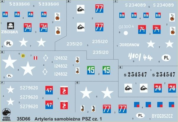1:35 Self-propelled artillery vehicles in Polish service 1943-1946