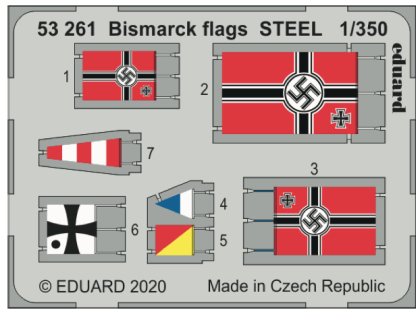 1:350 Bismarck German Battleship flags STEEL