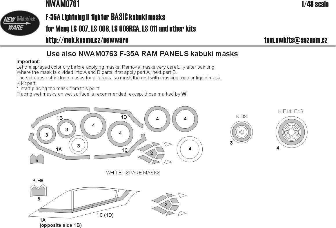 1:48 F-35A Lightning II Fighter BASIC kabuki masks