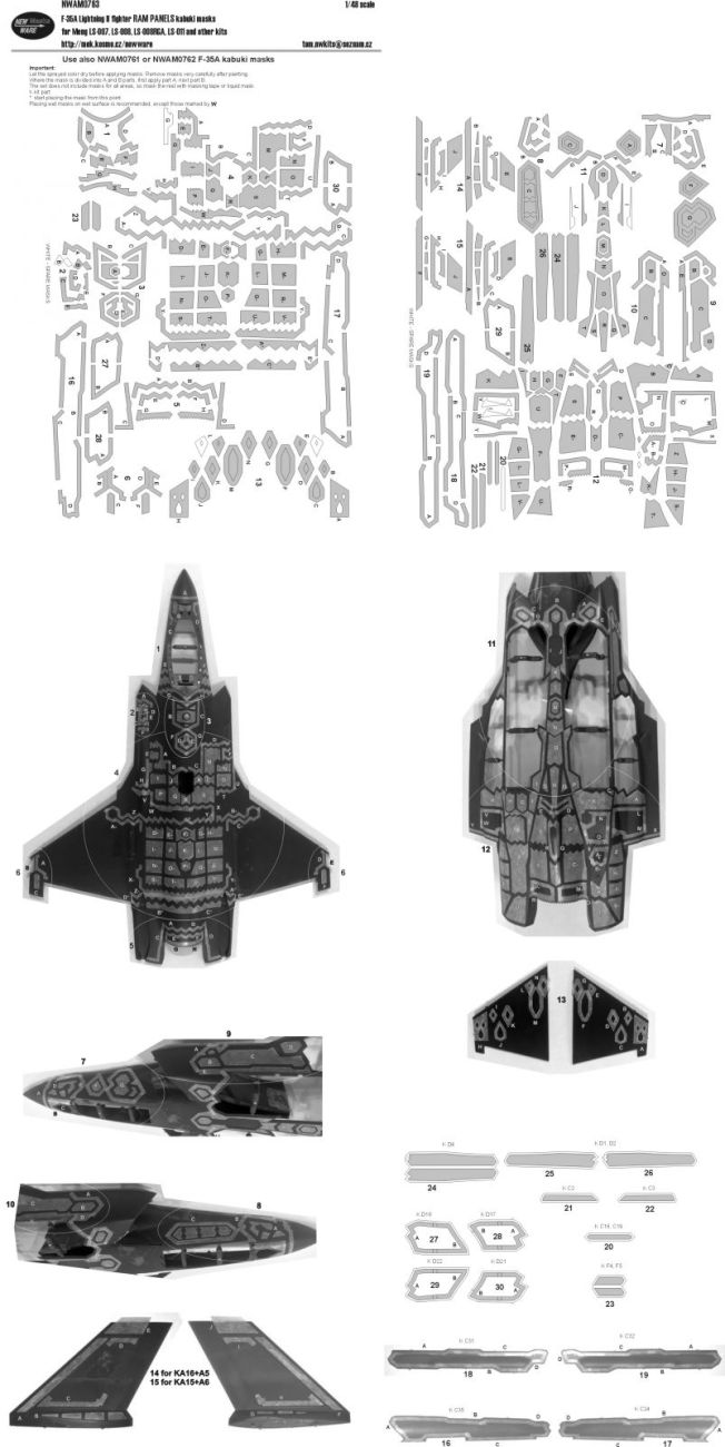 1:48 F-35A Lightning II Fighter RAM PANELS kabuki masks