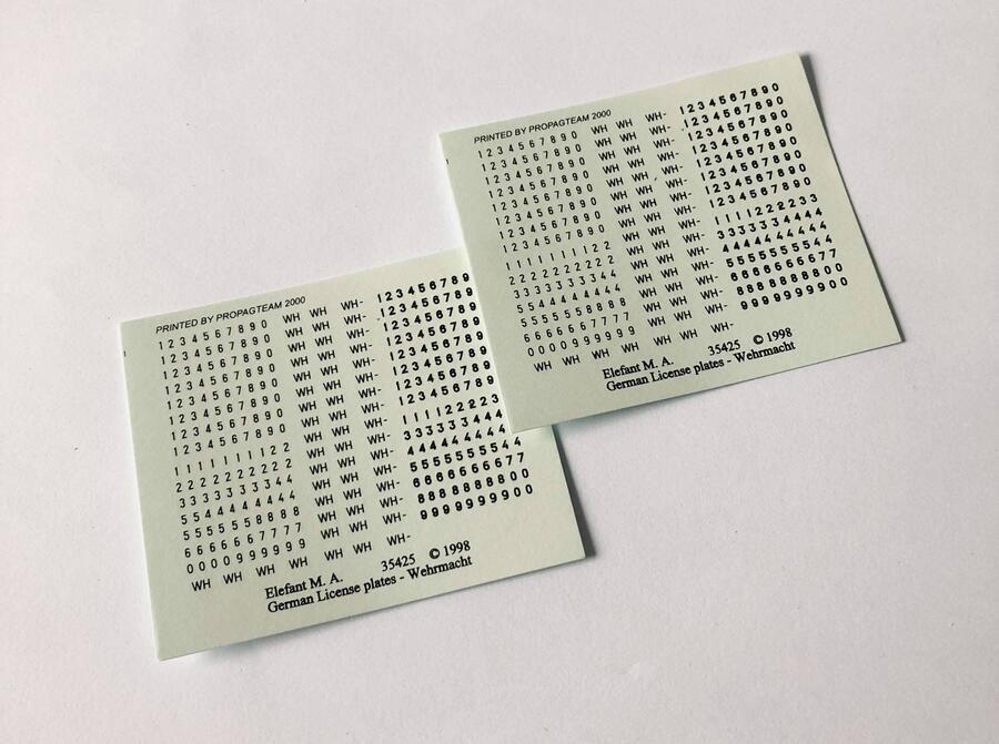 1:35 DECALS FOR LICENSE PLATES - WEHRMACHT