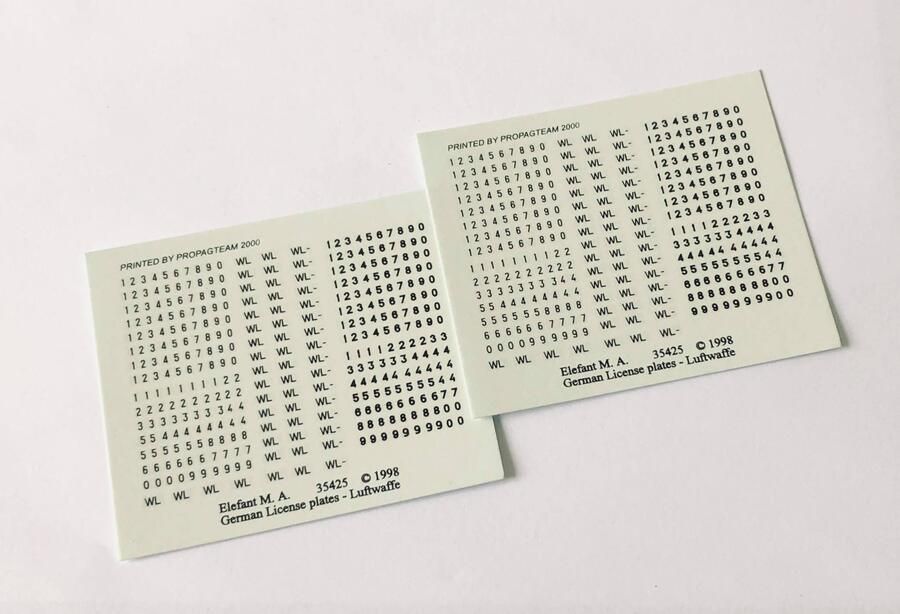1:35 DECALS FOR LICENSE PLATES - LUFTWAFFE