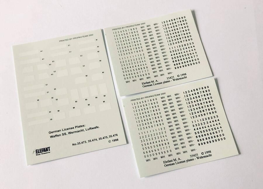 1:35 GERMAN LICENSE PLATES WITHOUT FRAMES - DECALS, WEHRMACHT