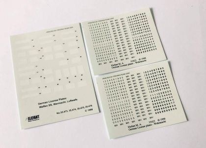 1:35 GERMAN LICENSE PLATES WITHOUT FRAMES - DECALS, WEHRMACHT