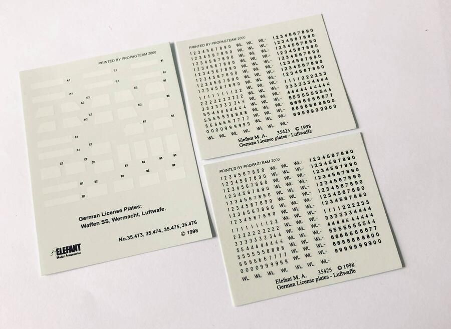 1:35 GERMAN LICENSE PLATES WITHOUT FRAMES - DECALS, LUFTWAFFE
