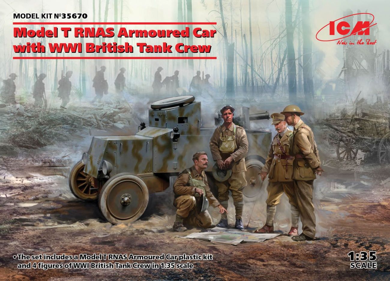 1:35 Model T RNAS Armoured Car with WWI British Tank Crew