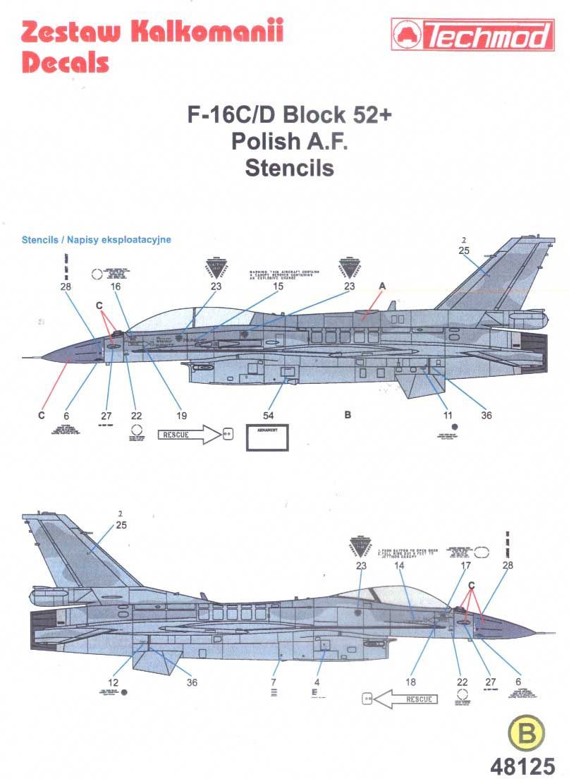 1:48 F-16 Falcon Viper C/D Block 52+ Stencils Polish AF