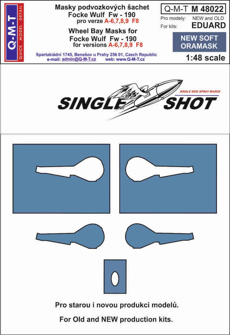 1:48 Focke-Wulf Fw-190A-6/A-7/A-8/A-9 Fw-190F-8 wheel bay paint masks
