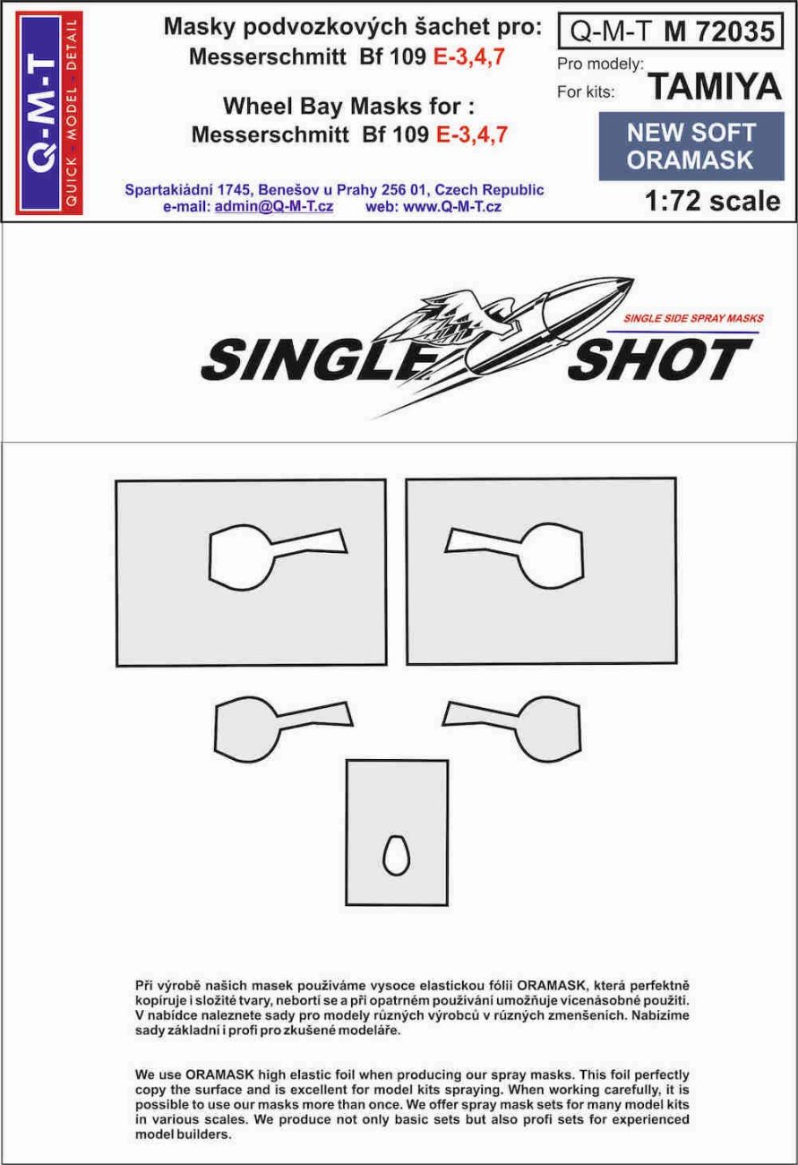 1:72 Messerschmitt Bf-109E-3/Bf-109E-4/Bf-109E-7 wheel bay paint masks