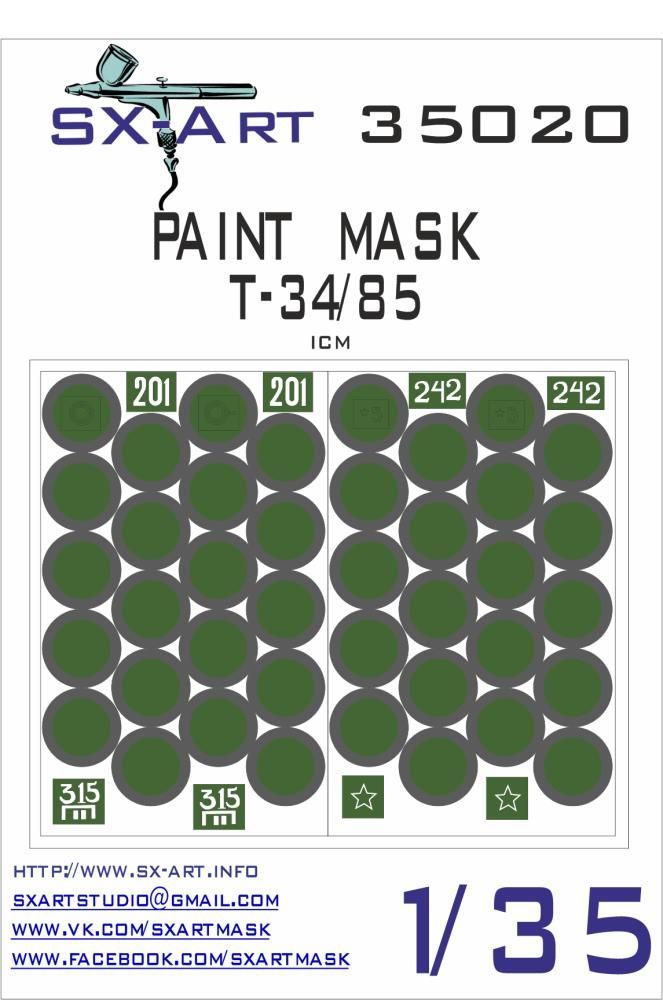 1:35 T-34/85 Painting Mask (ICM)