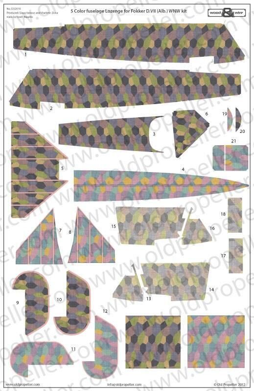 1:32 5 COLOR FUSELAGE LOZENGE FOR FOKKER D. VII (ALB. ) WNW KIT, INTERIOR LOZENGE INCLUDED