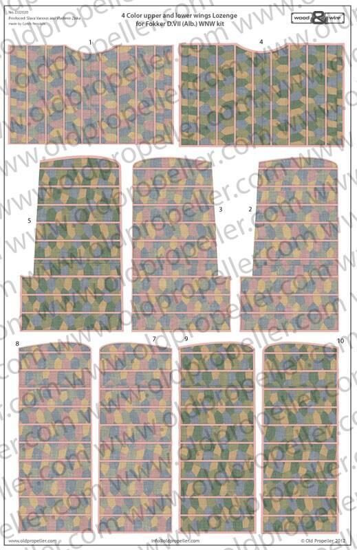 1:32 4 COLOR UPPER AND LOWER WINGS LOZENGE FOR FOKKER D. VII (ALB. ) WNW KIT