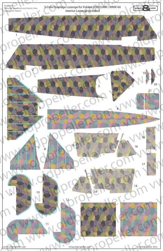 1:32 5 COLOR FUSELAGE LOZENGE FOR FOKKER D. VII (OAW. ) WNW KIT, INTERIOR LOZENGE INCLUDED