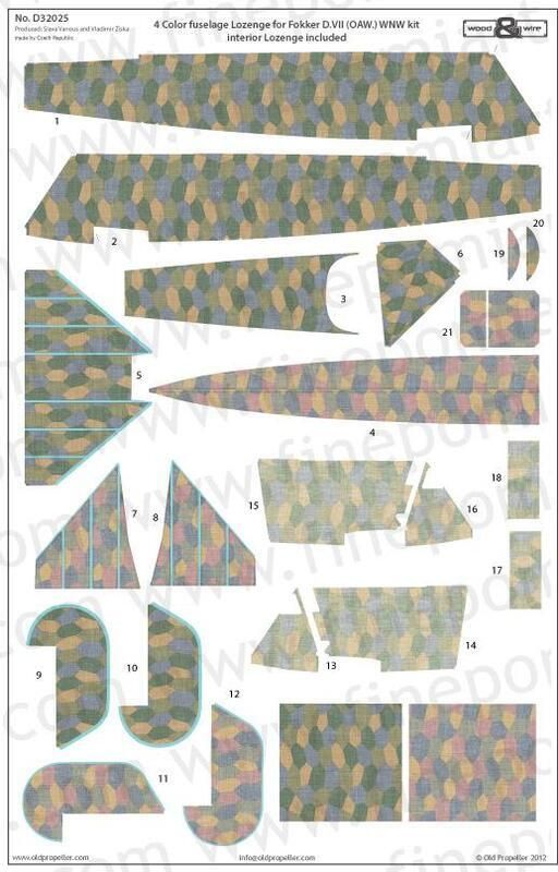 1:32 4 COLOR FUSELAGE LOZENGE FOR FOKKER D. VII (OAW. ) WNW KIT