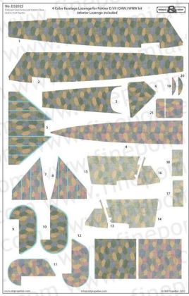 1:32 4 COLOR FUSELAGE LOZENGE FOR FOKKER D. VII (OAW. ) WNW KIT, INTERIOR LOZENGE INCLUDED