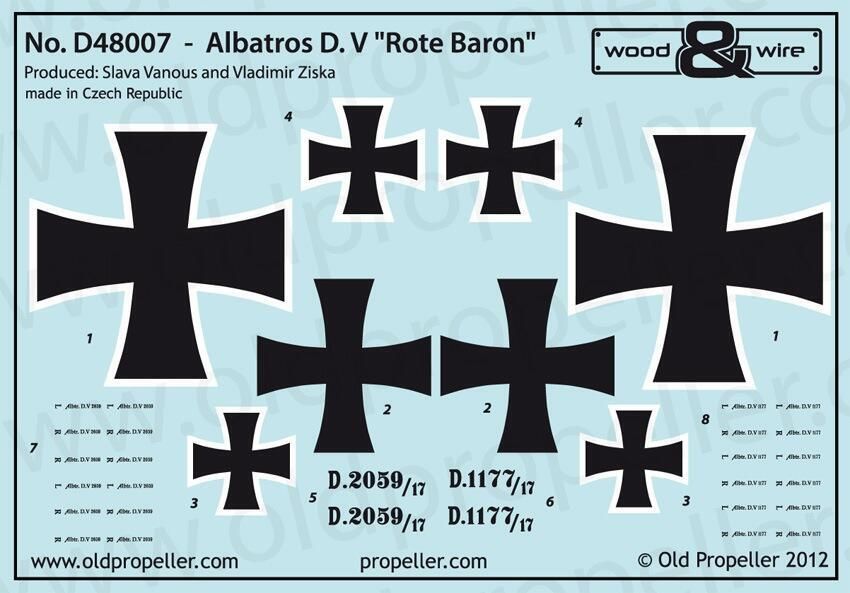 1:48 ALBATROS D. V ROTE BARON - DECALS FOR 3 MANFRED VON RICHTHOFEN AIRCRAFT
