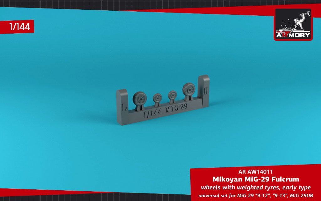 1:144 Mikoyan MiG-29 Fulcrum wheels w/ weighted tires, early