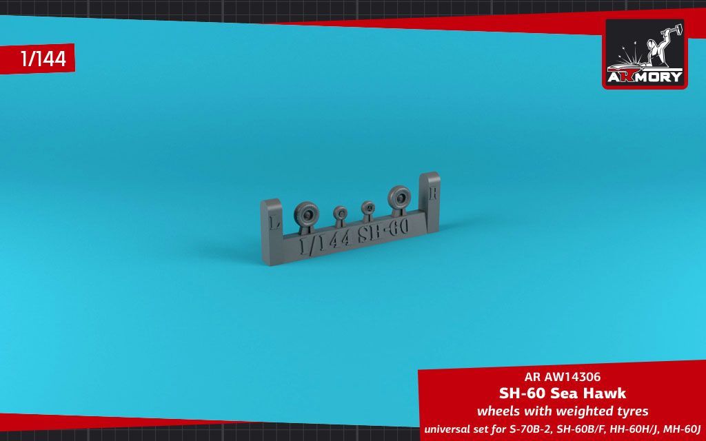 1:144 SH-60 SeaHawk wheels w/ weighted tires