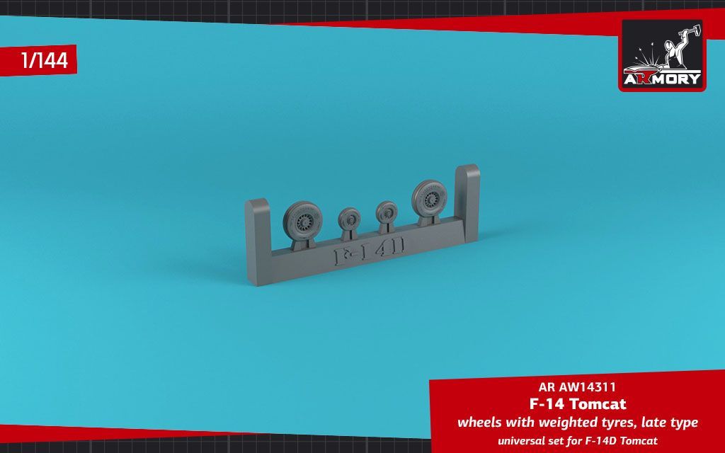 1:144 F-14 Tomcat late type wheels w/ weighted tires