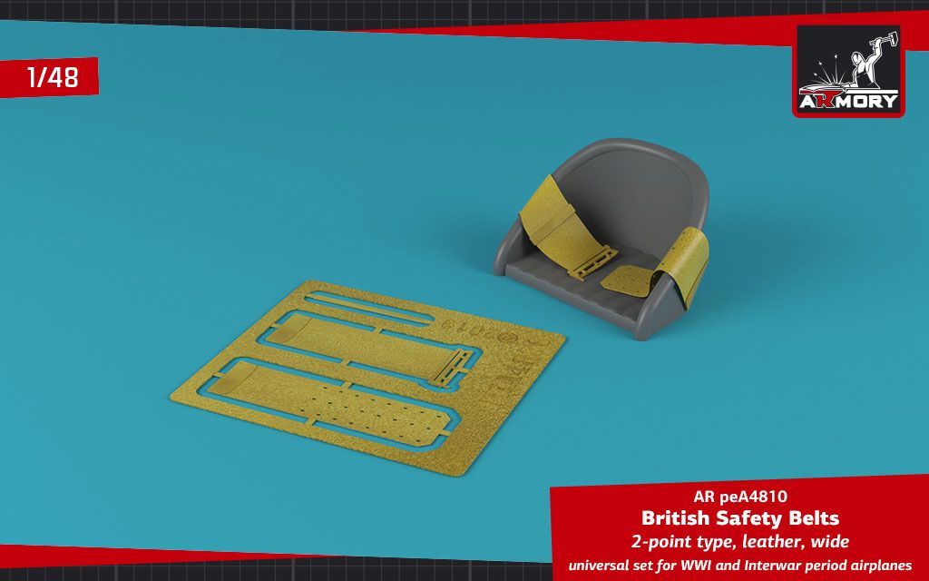 1:48 British WWI 2-point leather wide seatbelt