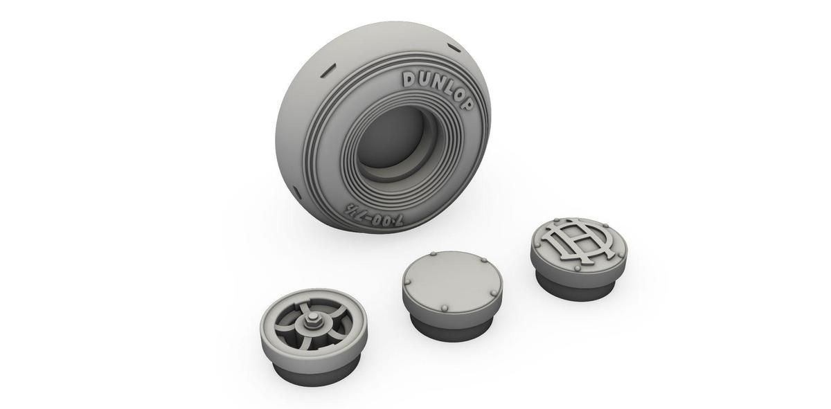 1:48 DH.82 Tiger Moth Mainwheels and Tailskid w/Wheel (for Airfix)