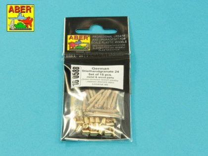 1:16 German Stielhandgranate 24 –set of 15 pcs. Metal and wood parts