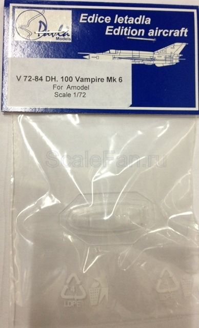 1:72 de Havilland DH.100 Vampire Mk.6 Canopy for Amodel