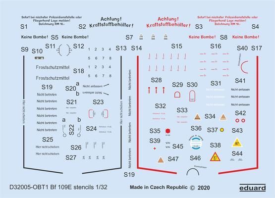 1:32 Messerschmitt Bf-109E stencils