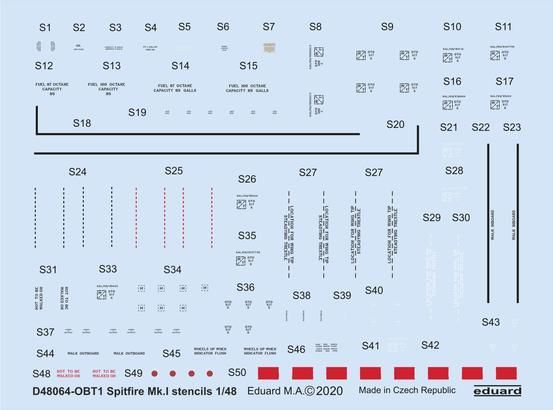 1:48 Supermarine Spitfire Mk.I stencils