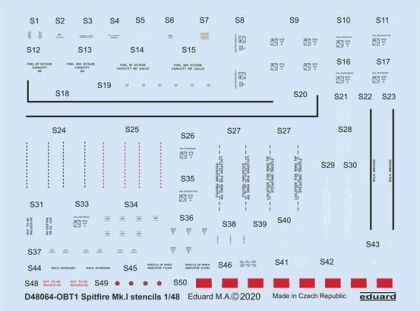1:48 Supermarine Spitfire Mk.I stencils