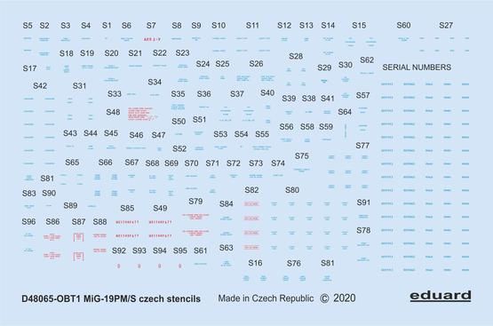1:48 Mikoyan MiG-19 stencils Czech