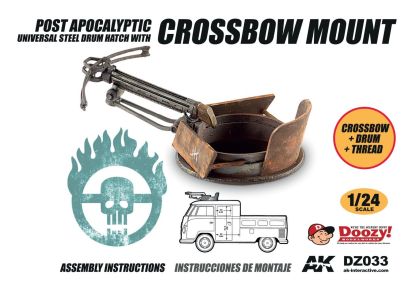 1:24 POST APOCALYIPTIC UNIVERSAL STEEL DRUM HATCH WITH CROSSBOW MOUNT