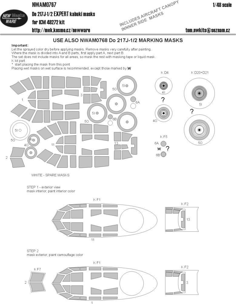 1:48 Mask Do-217 J-1/2 EXPERT (ICM 48272