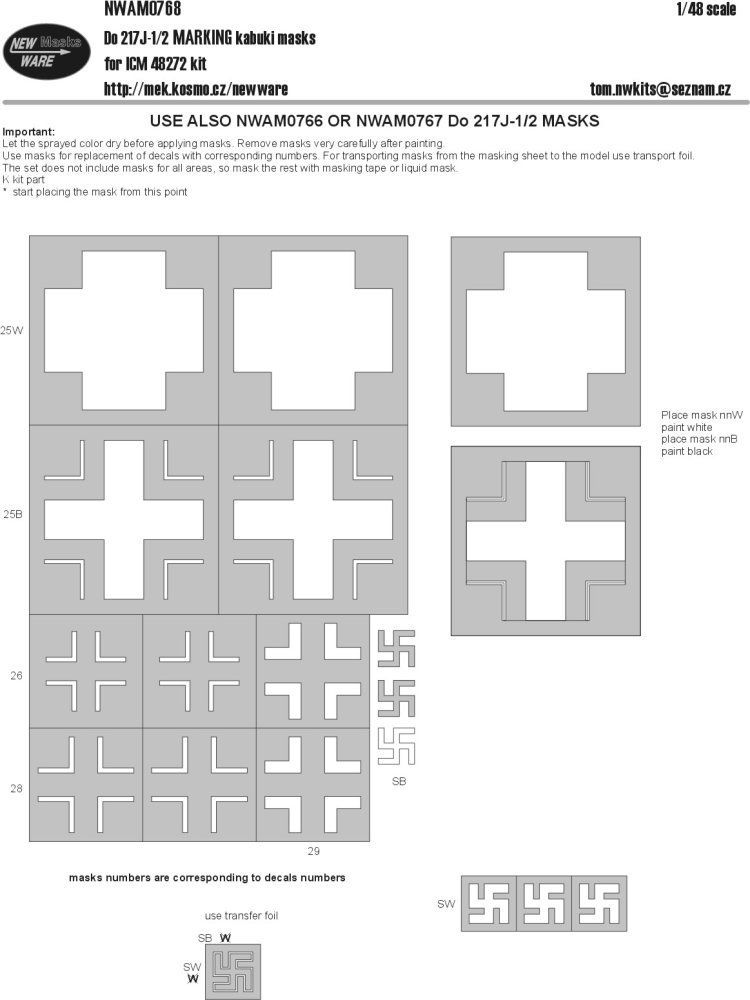 1:48 Mask Do-217 J-1/2 MARKING (ICM 48272)