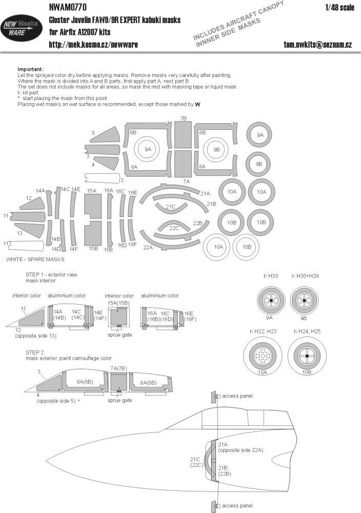 1:48 Mask Gloster Javelin FAW9/9R EXPERT (AIRFIX)